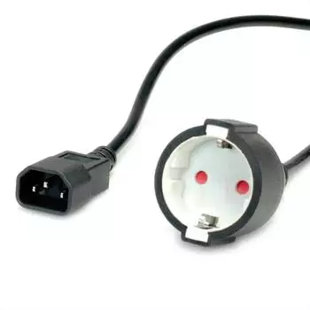 Value Netzkabel C14-Stecker auf Schutzkontakt-Buchse, schwarz, 0,3m (19.99.1117)