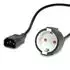 Value Netzkabel C14-Stecker auf Schutzkontakt-Buchse, schwarz, 0,3m (19.99.1117)