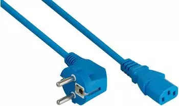 Kabelmeister Netzkabel Schutzkontakt-Stecker Typ E+F (90&deg; gew.) auf Kaltger&auml;te-Buchse C13, blau, 0,5m (SK0130-B005)