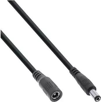 InLine DC Verl&auml;ngerungskabel Stecker/Buchse 5,5x2,5mm, AWG 18, schwarz, 2m (26902G)