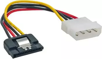 InLine SATA Stromadapterkabel 4-Pin IDE/PATA auf SATA 15-Pin 90&deg; gewinkelt, 0,3m (29670D)