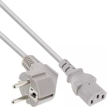 InLine Netzkabel Schutzkontakt gewinkelt auf Kaltger&auml;testecker C13, 1,5m, grau (16652G)