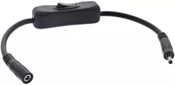 InLine DC Kabel mit Schalter, Stecker/Buchse 3,5x1,35mm, schwarz, 0,2m (26906I)