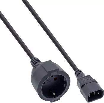 InLine Netz Adapter Kabel C14 auf Schutzkontakt Buchse f&uuml;r USV 0,5m (16659K)