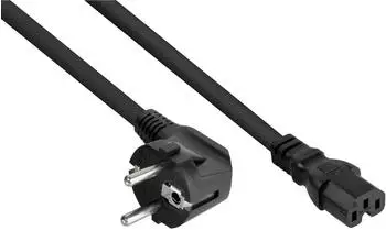 Kabelmeister Netzkabel Schutzkontakt-Stecker Typ E+F (90&deg; gew.) auf Warmger&auml;te-Buchse C15, schwarz, 1,8m (SK0150-S018)
