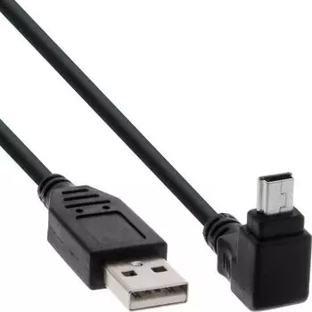 InLine USB 2.0 Mini-Kabel Stecker A an Mini-B 5pol. 90&deg; oben abgewinkelt schwarz 0,3m (34103)