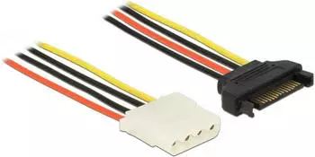 DeLock Stromkabel SATA 15-pin Stecker auf 4-pin Molex Buchse, 0,5m (60137)
