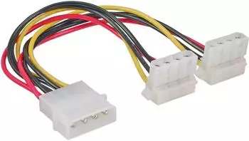 InLine Strom-Y-Kabel intern, 4-pin Molex, 1x auf 2x gewinkelt, 15cm (29659W)