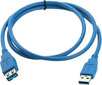 Manhattan USB-Kabel USB 3.2 Gen1 USB-A Stecker, USB-A Buchse 2.00 m Blau vergoldete