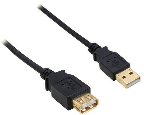InLine USB 2.0 Verlängerung, St/Bu Typ A, schwarz, Kontakte gold, 0,5m (34650S)