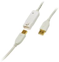 Usb-kabel Usb 2.0 Usb-a Stecker, Usb-a Buchse 12.00 M Wei&szlig; Vergoldete Steckkontakte,