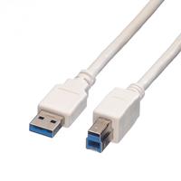 VALUE USB 3.2 Gen 1 Kabel, Typ A-B, wei&szlig;, 3 m Kabel USB & Lightning
