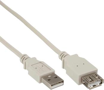 InLine USB 2.0 Verlängerung, Stecker / Buchse, Typ A, beige, 1,8m, bulk (34618L)