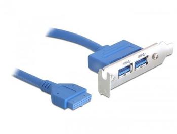 DeLock Slotblech USB 3.0 Pin Header 19 Pin 1 x intern > 2 x USB 3.0-A Buchse extern Low Profile (82976)
