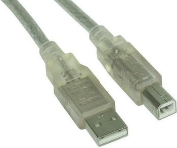 InLine USB 2.0 Kabel, A an B, transparent, 2m (34518T)