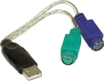 InLine USB zu PS/2 Konverter, USB Stecker an 2x PS/2 Buchse für Maus und Tastatur (33386)