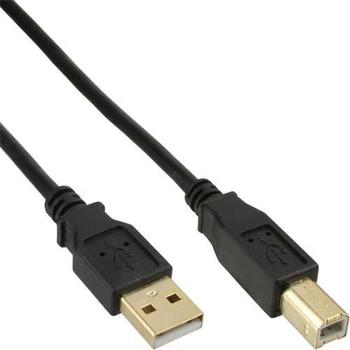 InLine USB 2.0 Kabel, A an B, schwarz, Kontakte gold, 0,3m (34503S)