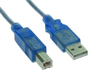 InLine USB 2.0 Kabel, A an B, blau-transparent, 3m (34535B)