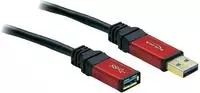 Delock USB-Kabel USB 3.2 Gen1 USB-A Stecker, USB-A Buchse 3.00m Rot, Schwarz