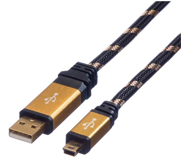 Roline Gold USB 2.0 Kabel, Typ A - 5-Pin Mini 0,8m (11.02.8821)