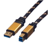 ROLINE GOLD USB 3.2 Gen 1 Kabel, Typ A-B, 3 m Kabel USB & Lightning