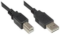 Alcasa USB 2.0 A/B, 3m USB Kabel USB A USB B Schwarz