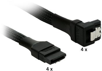 SATA 3.0 4-fach Kabel abgewinkelt, schwarz