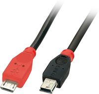 Lindy 31718 USB Kabel USB 2.0 1 m Micro-USB B Mini-USB B 0,48 Gbit/s Schwarz