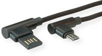 ROLINE USB 2.0 Kabel, gewinkelt, Typ A rev - Micro B, ST/ST, schwarz, 0,8 m
