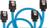 CORSAIR Premium Sleeved SATA Data Cable Set with Straight Connectors, Blue, 30cm