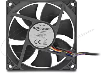 DeLock Axiall&uuml;fter 12V DC, 80x80x25mm, schwarz (67296)