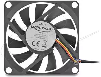 DeLock Axiall&uuml;fter 12V DC 70x70x10mm schwarz (67315)