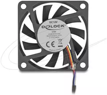 DeLock Axiall&uuml;fter 12V DC 60x60x10mm schwarz (67294)