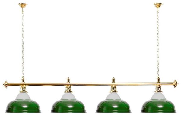 Billiard-Royal Billardlampe 4 Schirme grün mit Glasgoldfarbene Halterung