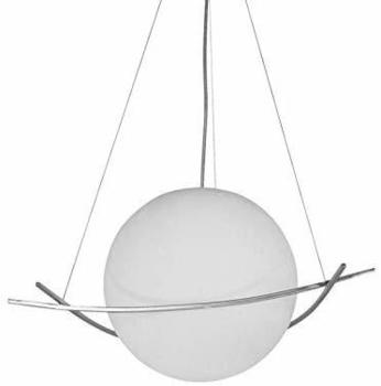 NEG Hängeleuchte UnoPalloni (28,5cm Kugel-Durchmesser) Deckenlampe aus Opalglas und Edelstahl