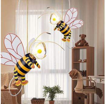 etc-shop 2er Set Pendel Leuchten Honig Bienen Hänge Lampen Flügel im Set inklusive 7 Watt LED Leuchtmittel