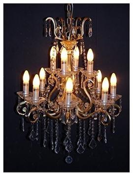Casa Padrino Casa Padrino Barock Kristall Kronleuchter 12-Flammig Gold ModK4 - Hängeleuchte Lüster Hängelampe Dec