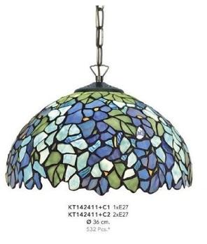 Casa Padrino Handgefertigte Tiffany Hängeleuchte von Casa Padrino, Durchmesser 36 cm, 2-Flammig - Leuchte Lampe -
