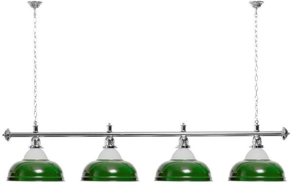 Billiard-Royal Billardlampe 4 Schirme grün mit Glassilberfarbene Halterung