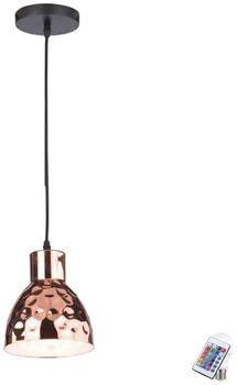 ETC Shop Hänge Lampe Hammerschlag Pendel Fernbedienung goldfärbig im Set inklusive RGB LED Leuchtmittel