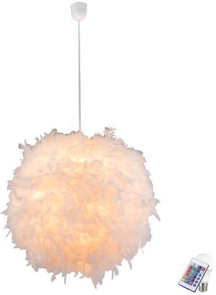 etc-shop Pendel Decken Feder Lampe Fernbedienung Wohn Zimmer Hänge Leuchte im Set inkl RGB LED Leuchtmittel