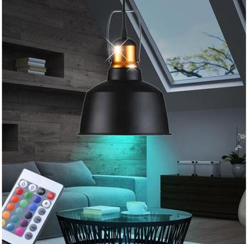 etc-shop Robuste Pendel Leuchte Fernbedienung Decken Lampe ALU Schwarz im Set inklusive RGB LED Leuchtmittel