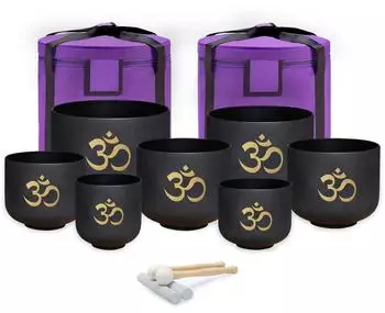 Keepdrum OM Set Quarz-Klangschalen-Set 7-teilig schwarz 8-14 Zoll (ombk814)