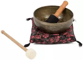 bodhi Tibetische Klangschale mit Blume des Lebens Gravur, Bronze, &Oslash; 23cm