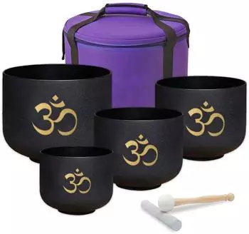 Keepdrum OM Pro Klangschalen-Set, 4-Chakren, schwarz (ombk814-4)