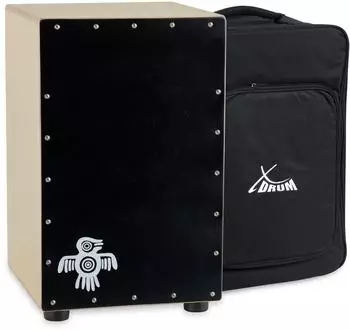 XDRUM Cajon Peruana Black Wood mit Snare-Effekt, Rucksack-Tasche (00047466)