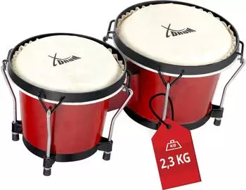 XDRUM Bongos Club 6" & 7" Naturfelle, stimmbar, weinrot (00028576)