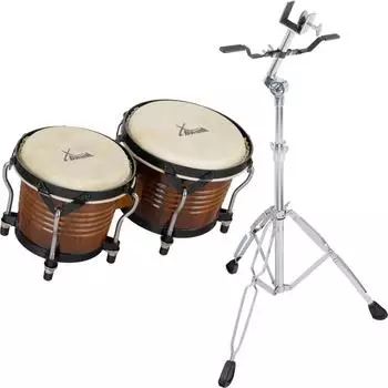 XDRUM Bongos Pro Tobacco Set mit Ständer, Naturfell (00039869)