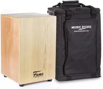 Fame Beginner Cajon-Set Esche natur, matt, mit Tasche 30x30x48cm (DRU015)