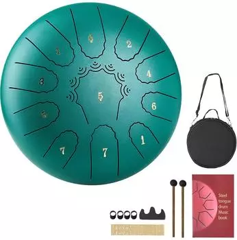 VEVOR Steel Tongue Drum 254mm 11 T&ouml;ne C-Dur, gr&uuml;n (10 inch-C major-Green)